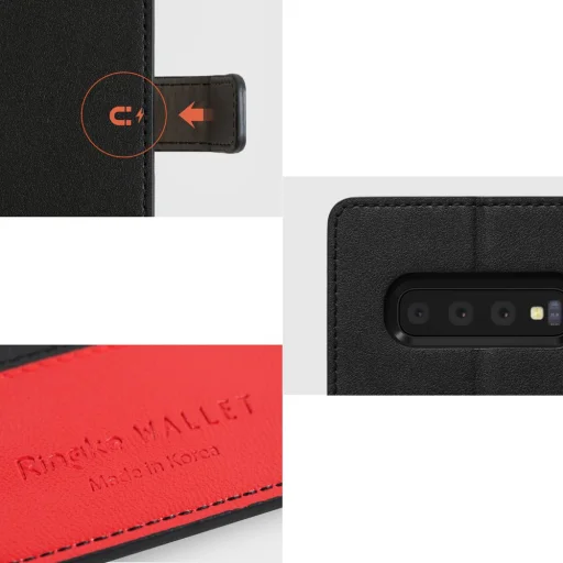 Ringke Wallet 2in1 bőr fliptok kártyatartóval Samsung S10e fekete/piros - 2