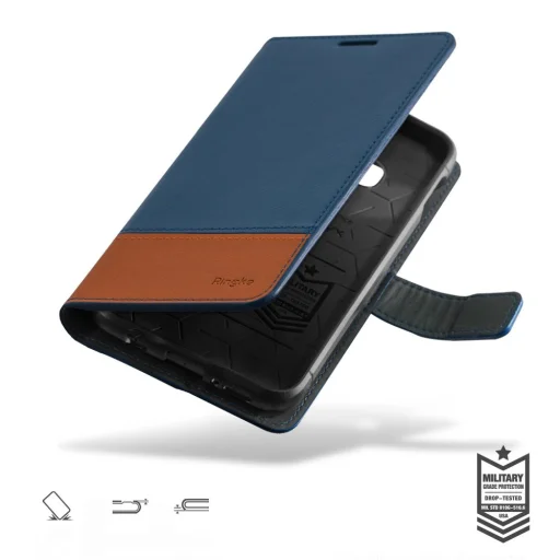 Ringke Wallet 2in1 bőr fliptok kártyatartóval Samsung S10e kék/barna - 9