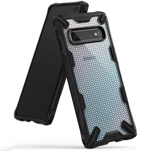 Ringke Fusion X PC tok TPU kerettel Samsung S10 Plus Hexagon mintával fekete színben - 1