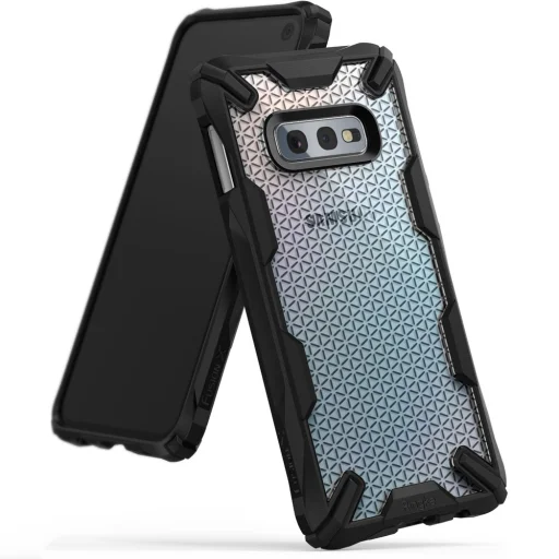 Ringke Fusion X PC tok TPU kerettel Samsung S10e Hexagon mintával fekete színben - 1