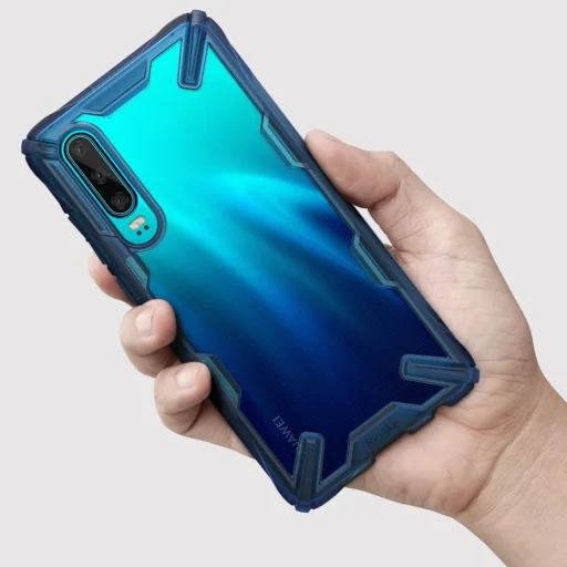 Ringke Fusion X PC tok TPU kerettel Huawei P30 kék színben - 7