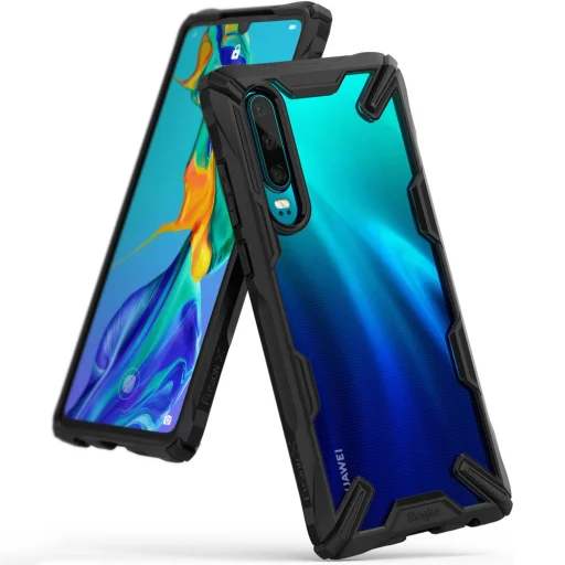 Ringke Fusion X PC tok TPU kerettel Huawei P30 fekete színben - 1