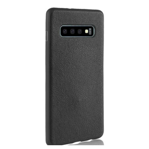 Flexibilis szilikon tok Samsung S10 bőrhatású fekete - 1