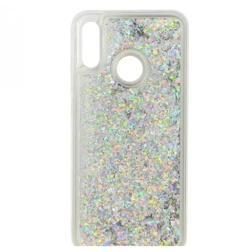 Szilikon tok Huawei P Smart 2019 flitteres folyadék mintával ezüst - 1