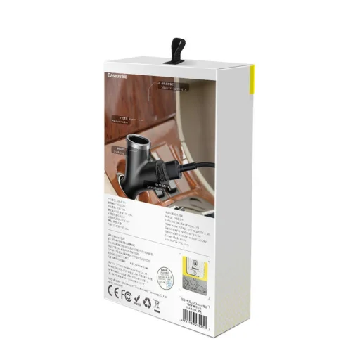 Baseus Y Type autós telefontöltő 2 USB aljzattal 3.4A fekete - 9