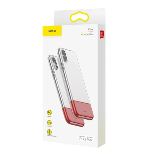 Baseus Half2Half tok piros/átlátszó iPhone XS MAX - 1