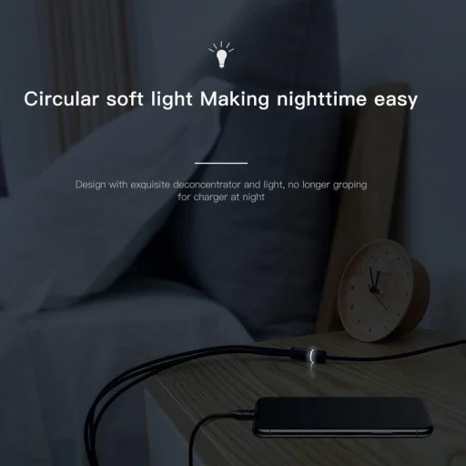 Baseus 3in1 adat és gyorstöltő kábel szett 3.5A nylon harisnyázott fekete - 6