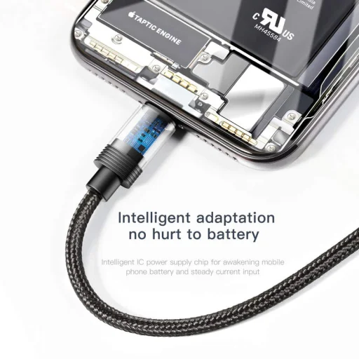 Baseus 3in1 adat és gyorstöltő kábel szett 3.5A nylon harisnyázott fekete - 7