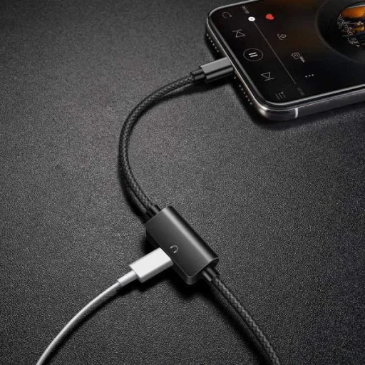 Baseus Music series lightning gyorstöltő kábel és audio adapter iPhone fekete - 2