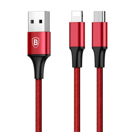 Baseus Rapid 2in1 micro USB/ Lightning kábel 1,2 m 3A piros - 5