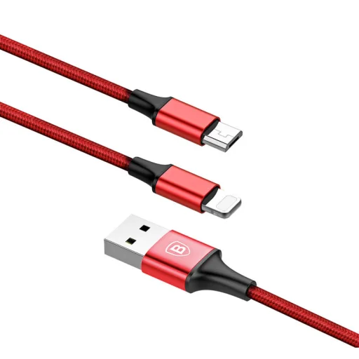 Baseus Rapid 2in1 micro USB/ Lightning kábel 1,2 m 3A piros - 7