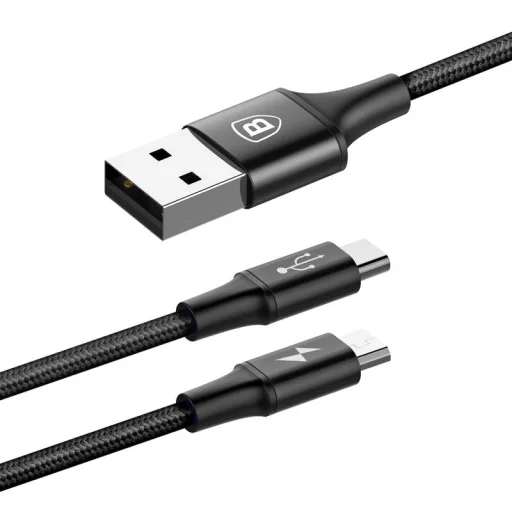 Baseus Rapid 2in1 USB Type-C/ Micro USB kábel 1,2 m 3A fekete (CAMT-ASU01) - 6