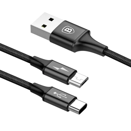 Baseus Rapid 2in1 USB Type-C/ Micro USB kábel 1,2 m 3A fekete (CAMT-ASU01) - 7
