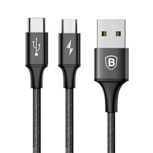Baseus Rapid 2in1 USB Type-C/ Micro USB kábel 1,2 m 3A fekete (CAMT-ASU01) - 5