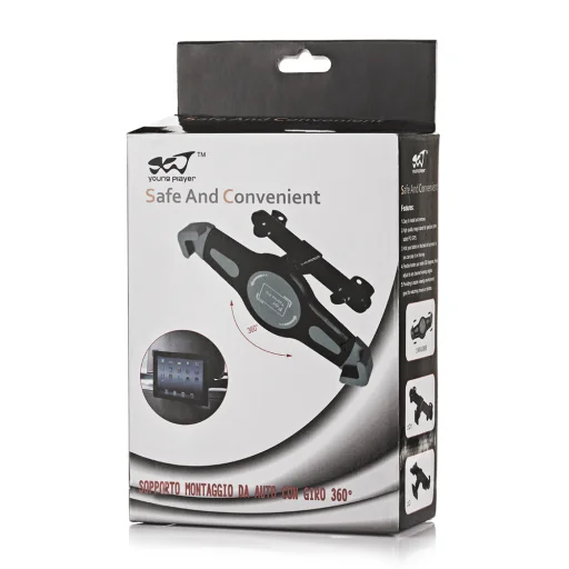 Univerzális szélvédőre rögzíthető autós tablettartó fekete színben - 8