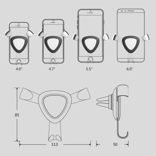 Iron Claw Garvity univerzális szellőzőre rögzíthető autós telefontartó arany színben - 13