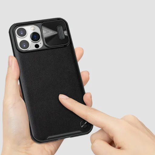 iPhone 13 Pro Max Nillkin CamShield Leather tok zöld - 4