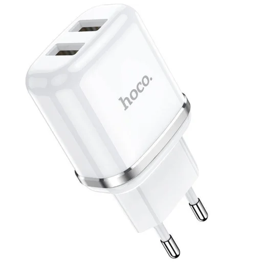 Fali Töltő 2,4A 2xUSB + Kábel 1m USB Type C Hoco N4 USB USB-C fehér - 2