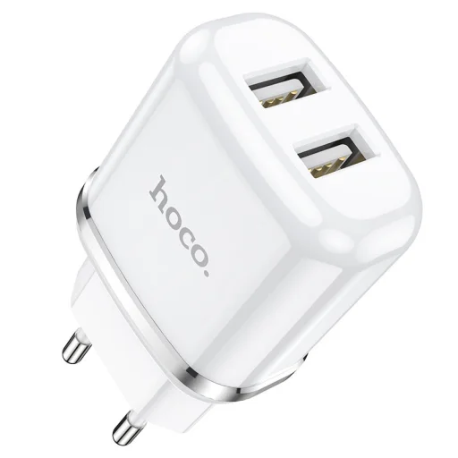 Fali Töltő 2,4A 2xUSB + Kábel 1m USB Type C Hoco N4 USB USB-C fehér - 4