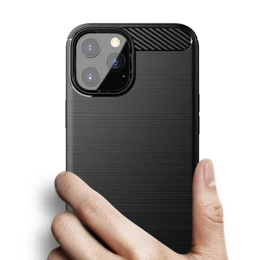 iPhone 11 Pro Forcell carbon mintás tok fekete (Apple logó kivágással) - 12
