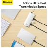 Baseus Adapter HUB - Type C - 2xUSB3.0 + Type C + HDMI 4K + SD + microSD (WKQX050002) fehér thumbnail