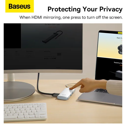 Baseus Adapter HUB - Type C - 2xUSB3.0 + Type C + HDMI 4K + SD + microSD - PD 100W (WKQX050102) fehér - 9