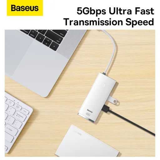 Baseus Adapter HUB - Type C - 2xUSB3.0 + Type C + HDMI 4K + SD + microSD - PD 100W (WKQX050102) fehér - 10