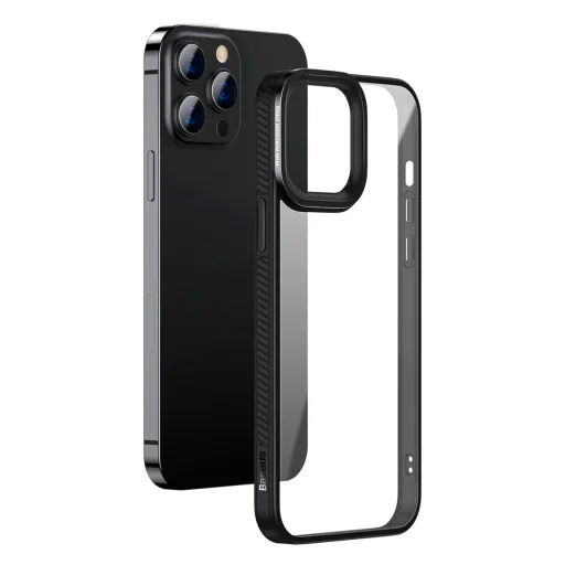 iPhone 13 Pro Baseus Crystal kemény tok TPU kerettel fekete (ARJT000101) - 13