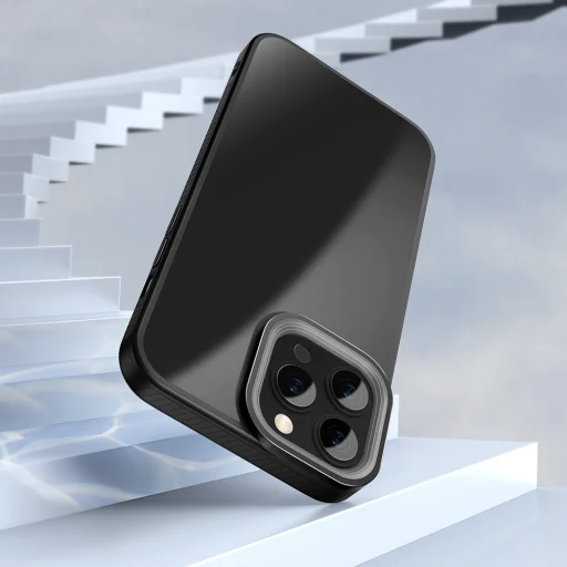 iPhone 13 Pro Baseus Crystal kemény tok TPU kerettel fekete (ARJT000101) - 5