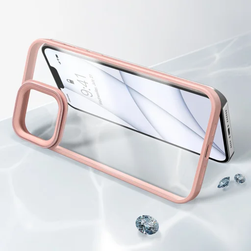 iPhone 13 Pro Baseus Crystal kemény tok TPU kerettel rózsaszín (ARJT001004) - 11
