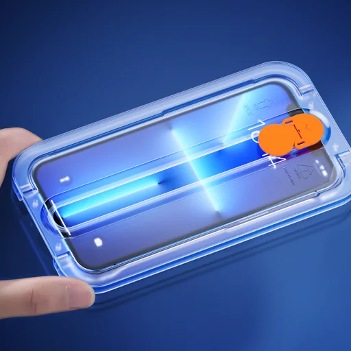 iPhone 13/13 Pro/14 Joyroom kijelzővédő üvegfólia rögzítőkészlettel 2 db átlátszó (JR-PF936) - 9