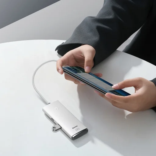 Baseus Adapter HUB - Type C - 4xUSB3.0 - 25cm (WKQX030302) fehér - 6