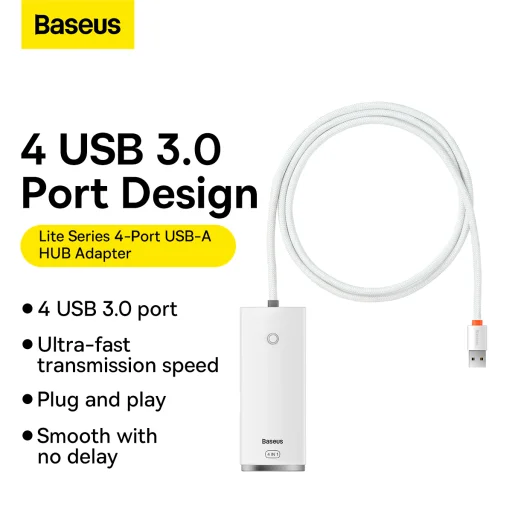 Baseus Adapter HUB - USB - 4xUSB3.0 - 1m (WKQX030102) fehér - 13