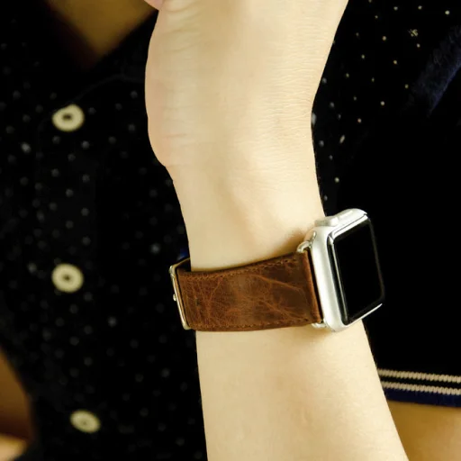 Apple Watch Watch 8/7/6/5/4/3/2/SE (41/40/38mm) iCarer valódi bőr óraszíj sötétbarna (RIW103-CO) - 5