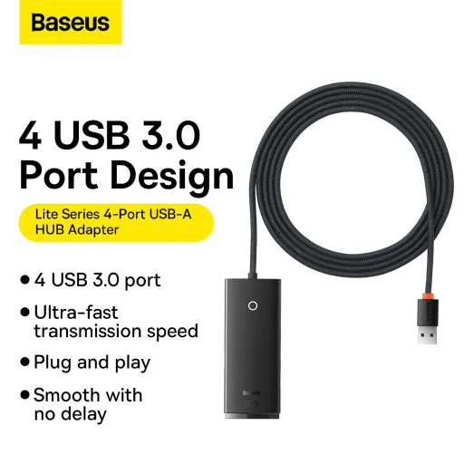 Baseus Adapter HUB - USB - 4xUSB3.0 - 2m (WKQX030201) fekete - 5