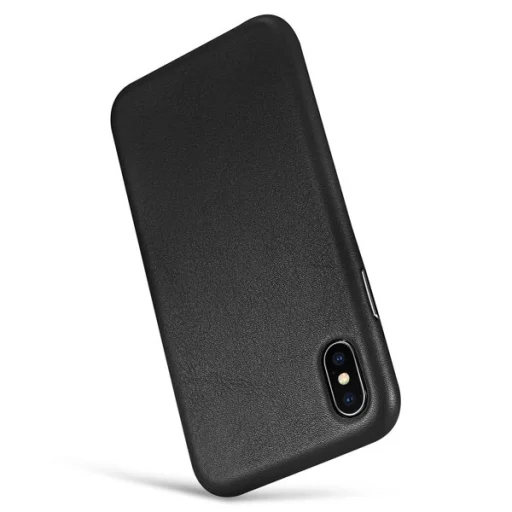  iPhone X telefontok Icarer Leather genuine valódi bőr Fekete - 3
