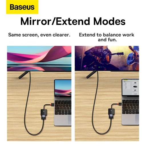 Baseus HDMI - VGA + 3.5mm aux átalakító adapter (WKQX010101) fekete - 13