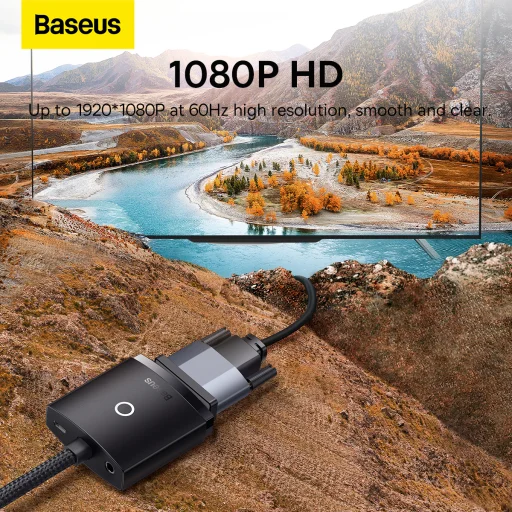 Baseus HDMI - VGA + 3.5mm aux átalakító adapter (WKQX010101) fekete - 12