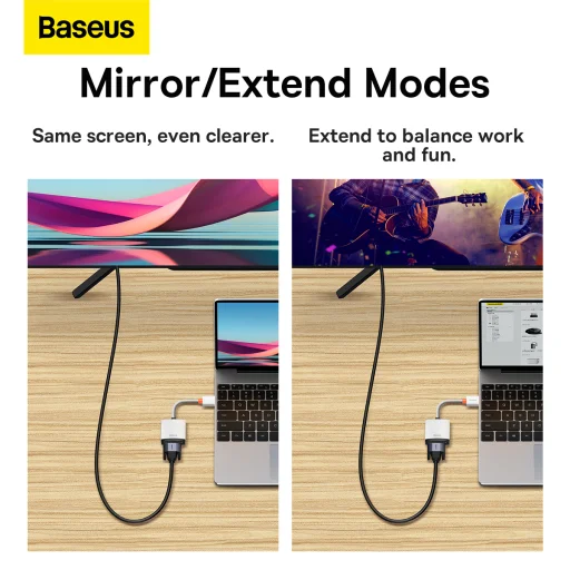 Baseus HDMI - VGA + 3.5mm aux átalakító adapter (WKQX010102) fehér - 13