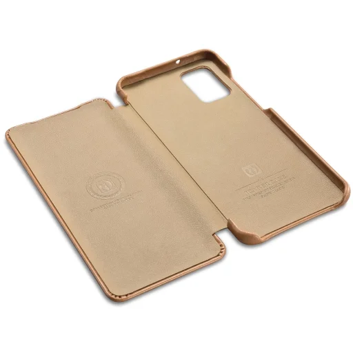 Samsung S20 Plus Icarer Vintage valódi bőr fliptok khaki  - 2