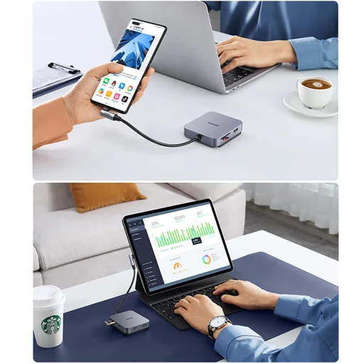 Ugreen HUB iMachez USB type C - 3 x USB 3.1 Gen 1 + SD / TF kártyaolvasó szürke (CM521 60377) - 2