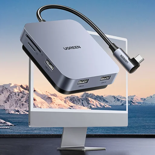 Ugreen HUB iMachez USB type C - 3 x USB 3.1 Gen 1 + SD / TF kártyaolvasó szürke (CM521 60377) - 7