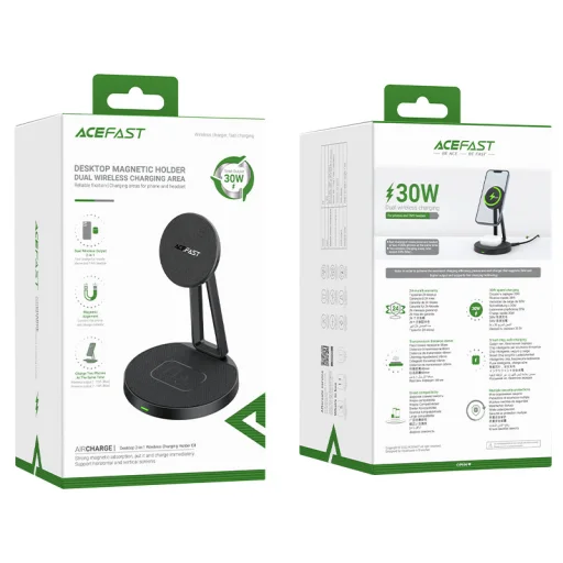 Acefast Qi 15W Vezeték Nélküli Mágneses (MagSafe) iPhone és Airpods töltőállomás fekete (E8 black) - 8