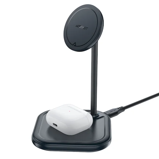 Acefast Qi 15W Vezeték Nélküli Mágneses (MagSafe) iPhone és Airpods töltőállomás szürke (E6 gray) - 3