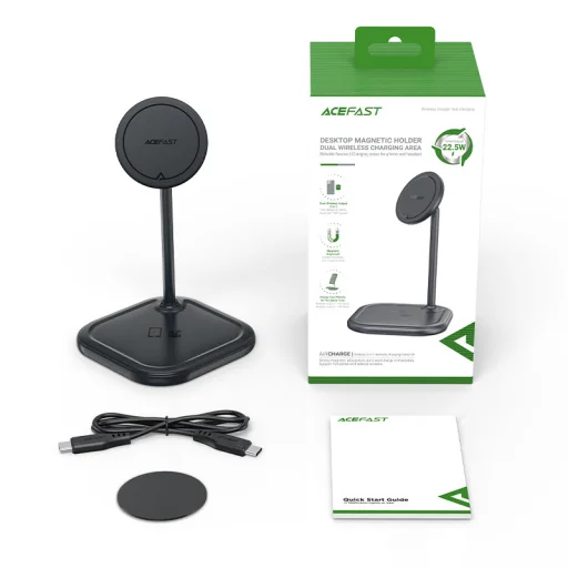 Acefast Qi 15W Vezeték Nélküli Mágneses (MagSafe) iPhone és Airpods töltőállomás szürke (E6 gray) - 8