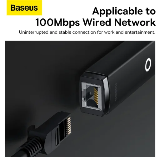 Baseus USB - RJ45 (100 Mbps) átalakító adapter (WKQX000001) fekete - 7
