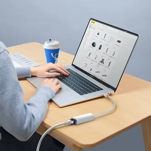 Baseus USB Type C - RJ45 (100 Mbps) átalakító adapter (WKQX000202) fehér - 13