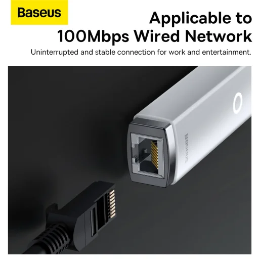 Baseus USB - RJ45 (100 Mbps) átalakító adapter (WKQX000002) fehér - 7