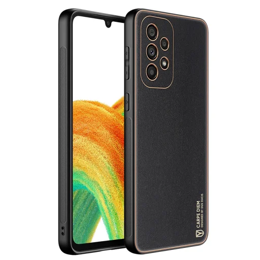 Samsung Galaxy A33 5G Dux Ducis Yolo TPU és PU bőr tok fekete - 1