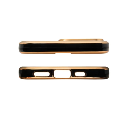 iPhone 13 Pro Max Lighting Color gél tok arany kerettel fekete - 6